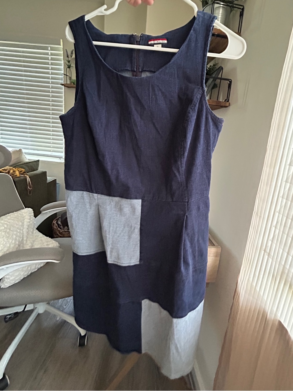 Tommy Hilfiger Navy Denim Patchwork Sleeveless Dress